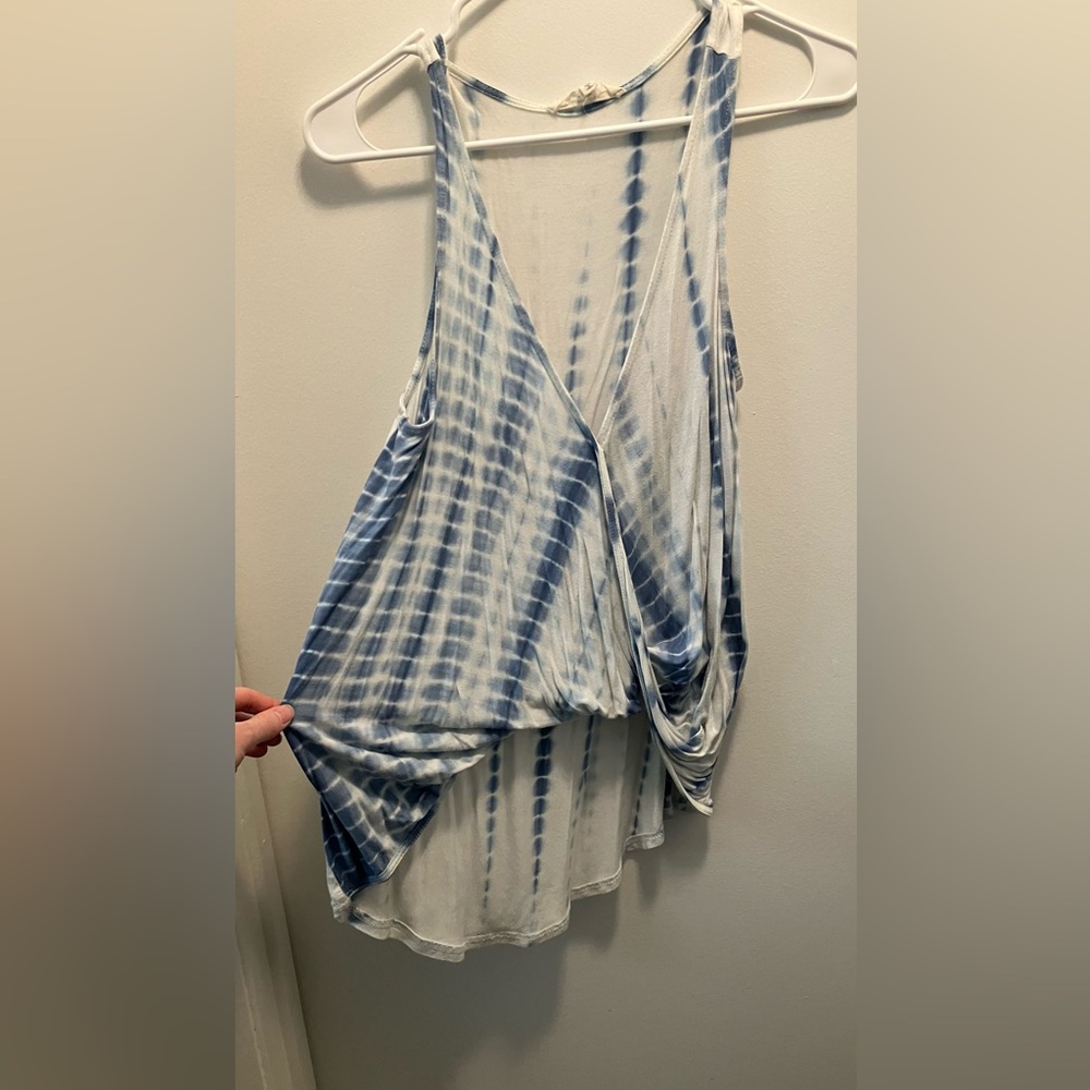 Blue and White Tie-Dye Top